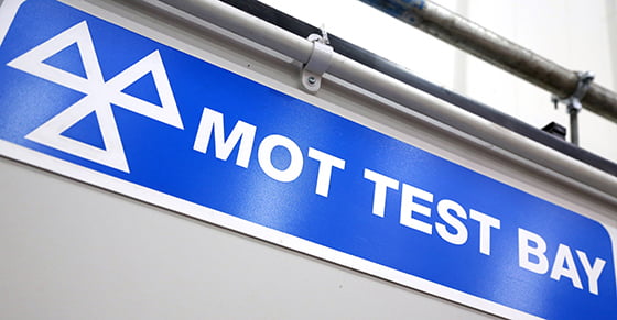 MOT test bay sign.